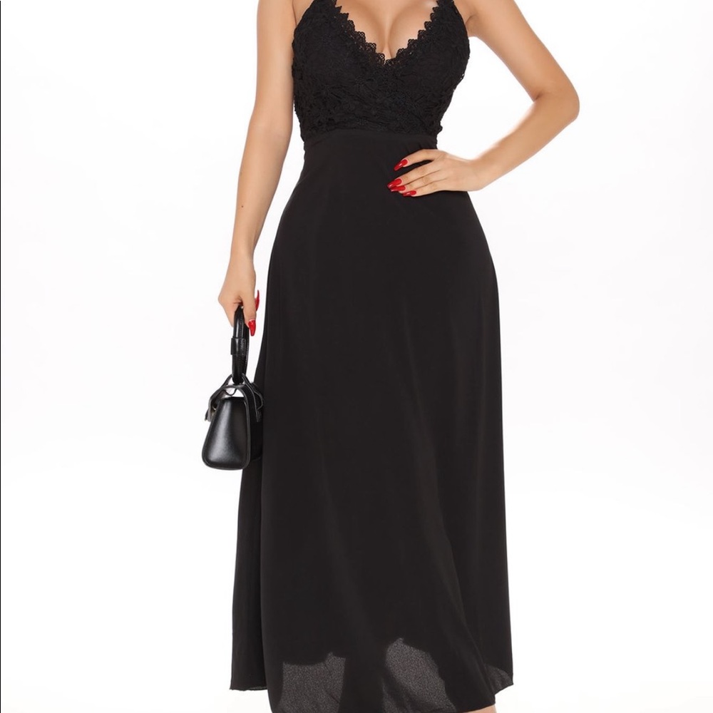 Black maxi with cross-cross back